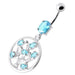 Jeweled Dangling Round Frame Belly Bar - Monster Piercing