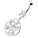 Jeweled Dangling Round Frame Belly Bar - Monster Piercing