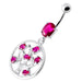 Jeweled Dangling Round Frame Belly Bar - Monster Piercing