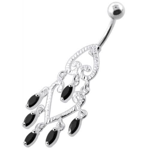 Chandelier Heart Dangling Navel Belly bar - Monster Piercing