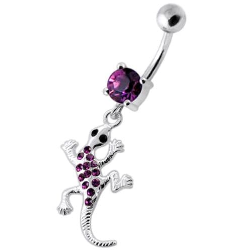 Gecko lizard Dangling Navel bar - Monster Piercing