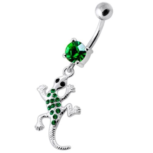 Gecko lizard Dangling Navel bar - Monster Piercing