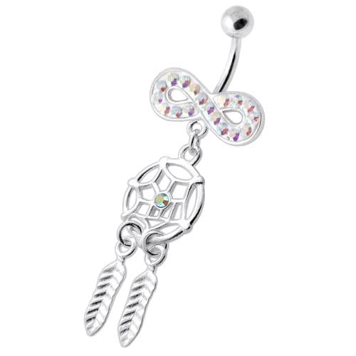 Infinity with Dream catcher Dangling Belly bar - Monster Piercing