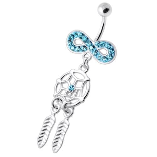 Infinity with Dream catcher Dangling Belly bar - Monster Piercing