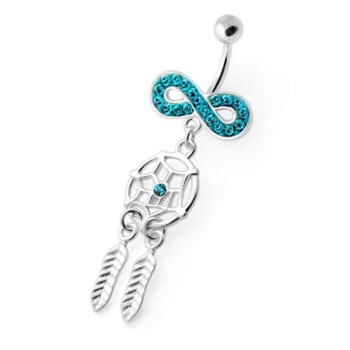 Infinity with Dream catcher Dangling Belly bar - Monster Piercing