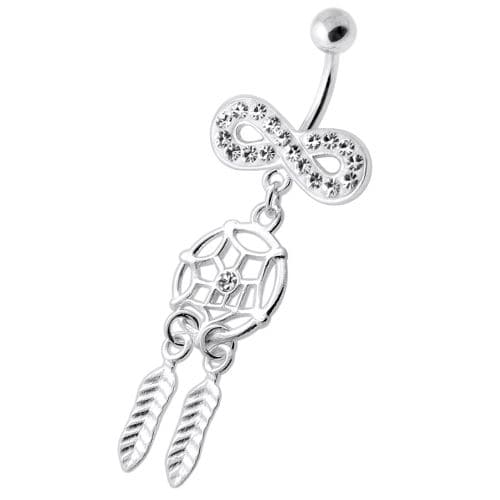 Infinity with Dream catcher Dangling Belly bar - Monster Piercing