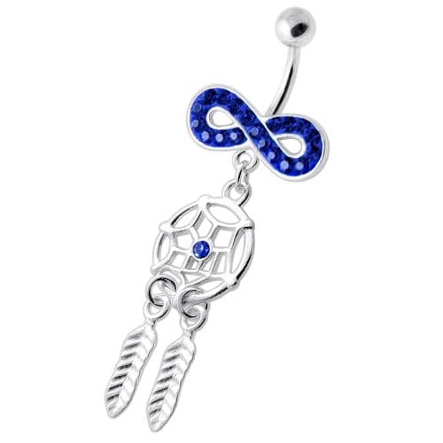 Infinity with Dream catcher Dangling Belly bar - Monster Piercing