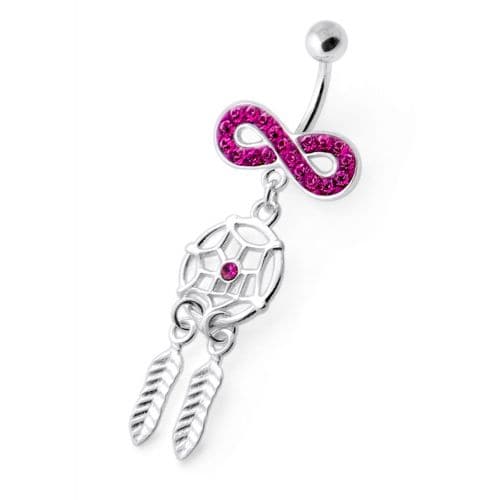 Infinity with Dream catcher Dangling Belly bar - Monster Piercing