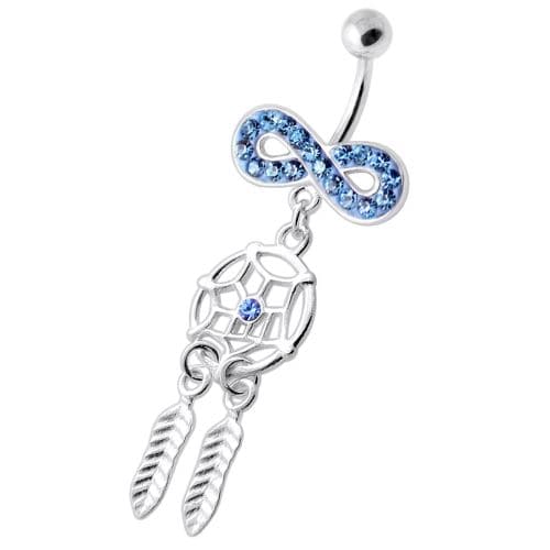 Infinity with Dream catcher Dangling Belly bar - Monster Piercing