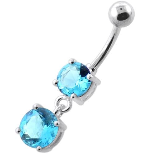 Round Jeweled Hanging Navel Belly Bar - Monster Piercing