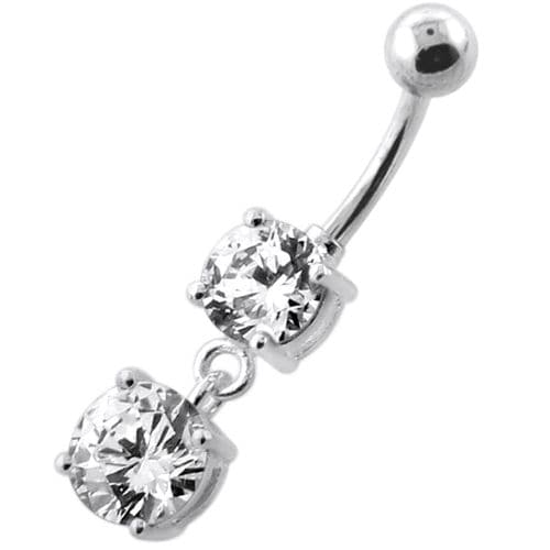 Round Jeweled Hanging Navel Belly Bar - Monster Piercing