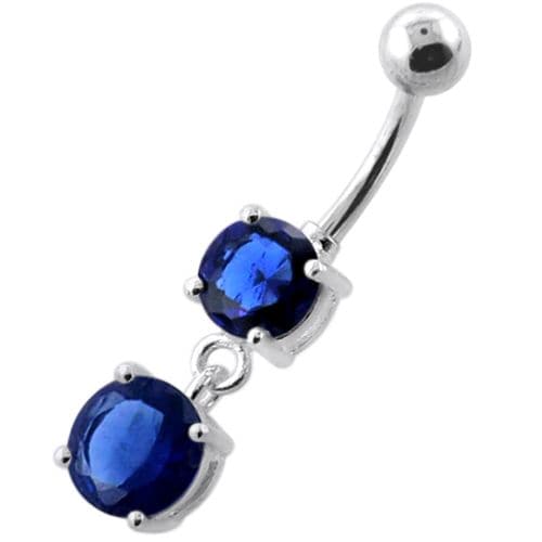 Round Jeweled Hanging Navel Belly Bar - Monster Piercing