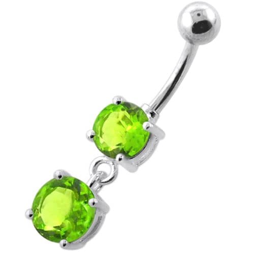 Round Jeweled Hanging Navel Belly Bar - Monster Piercing