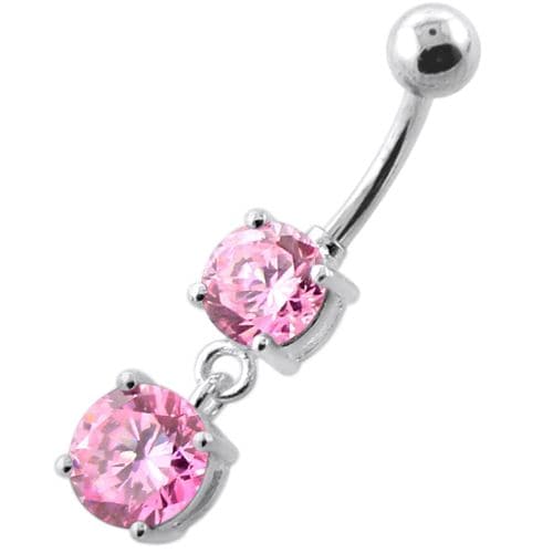 Round Jeweled Hanging Navel Belly Bar - Monster Piercing