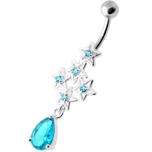 Multi Sparkling Jeweled Stars Navel Belly Ring - Monster Piercing