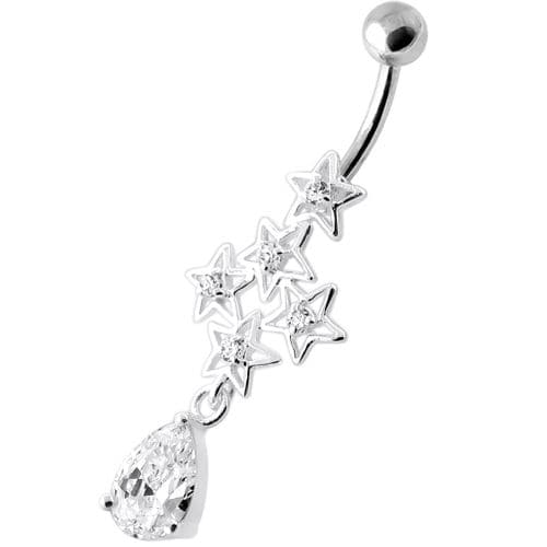 Multi Sparkling Jeweled Stars Navel Belly Ring - Monster Piercing