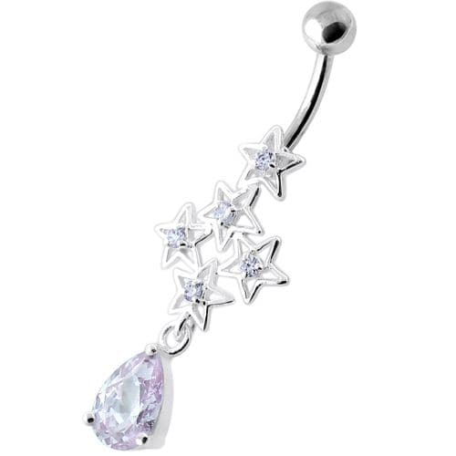 Multi Sparkling Jeweled Stars Navel Belly Ring - Monster Piercing