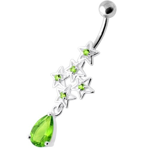 Multi Sparkling Jeweled Stars Navel Belly Ring - Monster Piercing