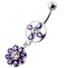 Jeweled Flower Hanging Navel Belly Bar - Monster Piercing