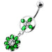 Jeweled Flower Hanging Navel Belly Bar - Monster Piercing