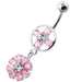 Jeweled Flower Hanging Navel Belly Bar - Monster Piercing