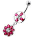 Jeweled Flower Hanging Navel Belly Bar - Monster Piercing