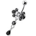 Fancy Flower Jeweled Navel Belly Ring - Monster Piercing