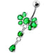 Fancy Flower Jeweled Navel Belly Ring - Monster Piercing