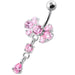 Fancy Flower Jeweled Navel Belly Ring - Monster Piercing