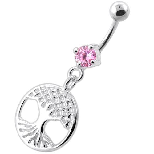 Hanging Tree of Life Navel Belly Bar - Monster Piercing