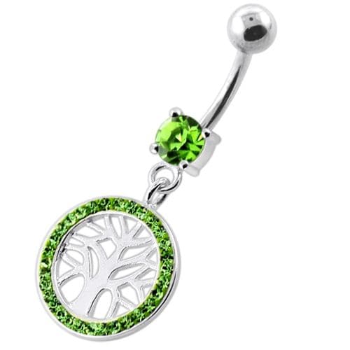 Life Of Tree in multi Jeweled frame Navel Belly Banana - Monster Piercing