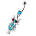 Multi Jeweled Owl Dangling Navel Belly Ring - Monster Piercing