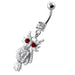 Multi Jeweled Owl Dangling Navel Belly Ring - Monster Piercing