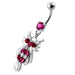 Multi Jeweled Owl Dangling Navel Belly Ring - Monster Piercing