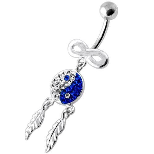 Infinity Ying Yang with Dream Catcher Navel Bar - Monster Piercing