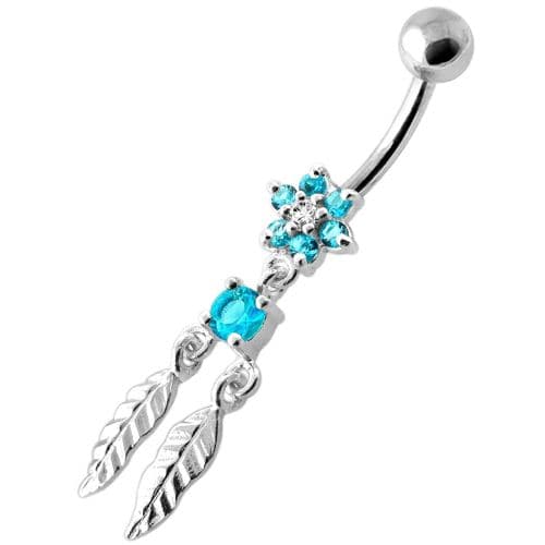 Flower with Dream Catcher Navel belly Bar - Monster Piercing