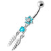 Flower with Dream Catcher Navel belly Bar - Monster Piercing