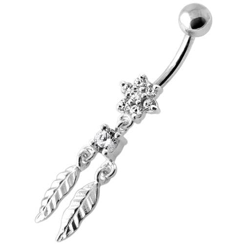 Flower with Dream Catcher Navel belly Bar - Monster Piercing