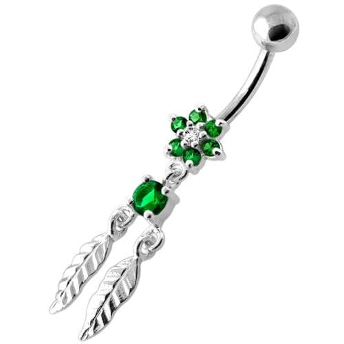 Flower with Dream Catcher Navel belly Bar - Monster Piercing