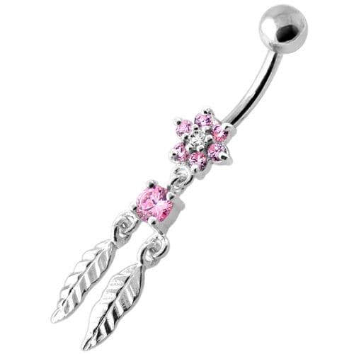 Flower with Dream Catcher Navel belly Bar - Monster Piercing