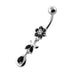 Jeweled Flower Leaf Hanging Navel Belly Bar - Monster Piercing