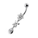 Jeweled Flower Leaf Hanging Navel Belly Bar - Monster Piercing