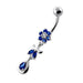 Jeweled Flower Leaf Hanging Navel Belly Bar - Monster Piercing