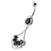 Fancy Flower Jeweled Dangling Navel Belly Ring - Monster Piercing