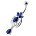 Fancy Flower Leaf Jeweled Dangling Navel Belly Banana - Monster Piercing