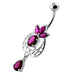 Fancy Flower Leaf Jeweled Dangling Navel Belly Banana - Monster Piercing