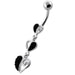 Trible Heart Jeweled Dangling Navel Belly Ring - Monster Piercing