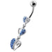 Trible Heart Jeweled Dangling Navel Belly Ring - Monster Piercing