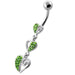 Trible Heart Jeweled Dangling Navel Belly Ring - Monster Piercing