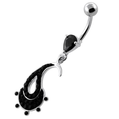 Multi Jeweled Hanging Fish Navel Belly Ring - Monster Piercing